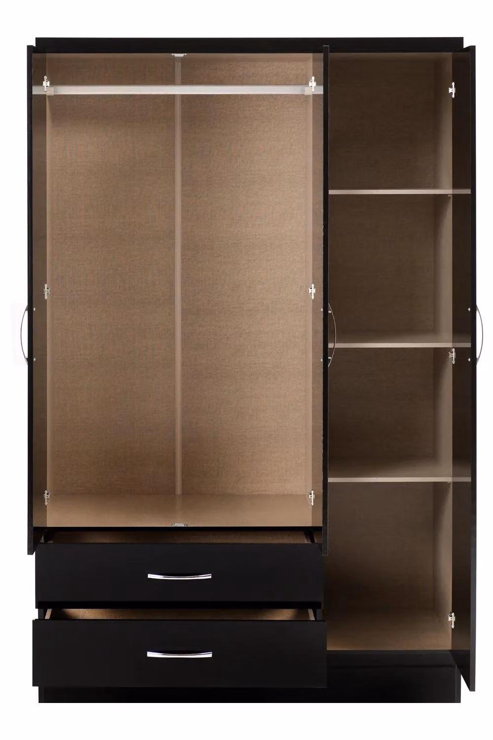 Seconique Nevada Black High Gloss 3 Door 2 Drawer Mirrored Wardrobe – 4