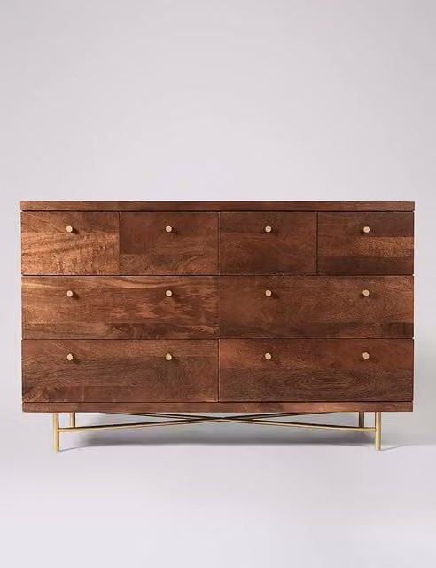 Swoon Halle Modern Mango Wood 8 Drawer Chest in Medium Brown