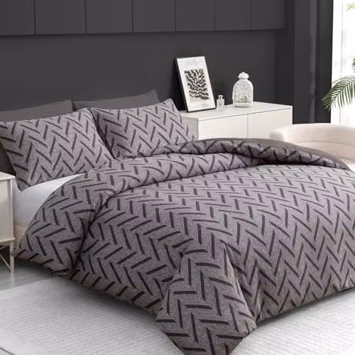 Pamposh Grey Double Brushed Microfibre Duvet Cover Set with Pillowcases, W/D/H: 200 x 200 cm and 50 x 75 cm – 1