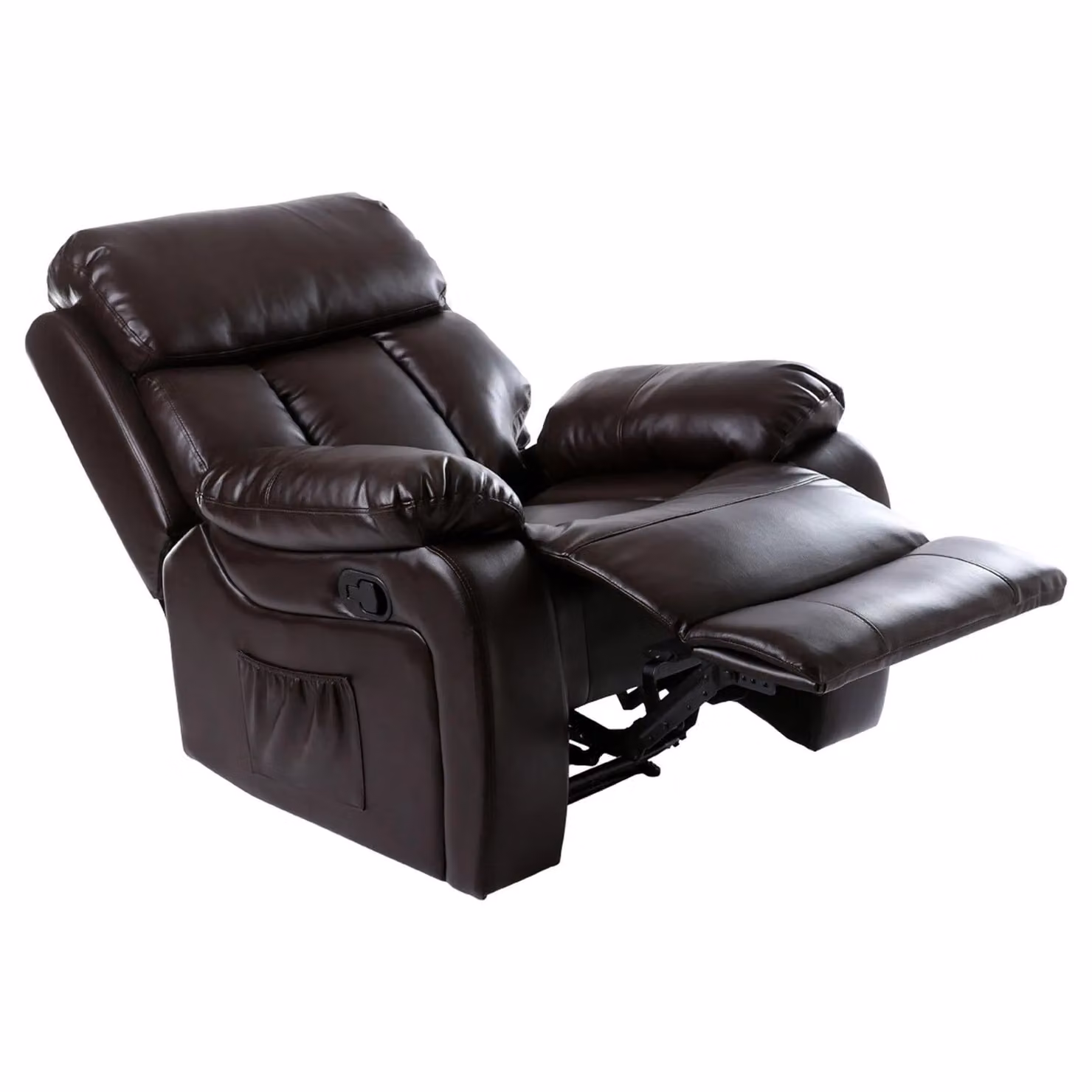 More4Homes Chester Manual Recliner Chair with Heat and Massage in Brown Bonded Leather – 4