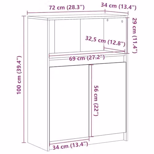 vidaXL Modern Sideboard with Integrated LED Lighting in Brown Sonoma Oak, W/D/H: 72 x 34 x 100 cm – 3
