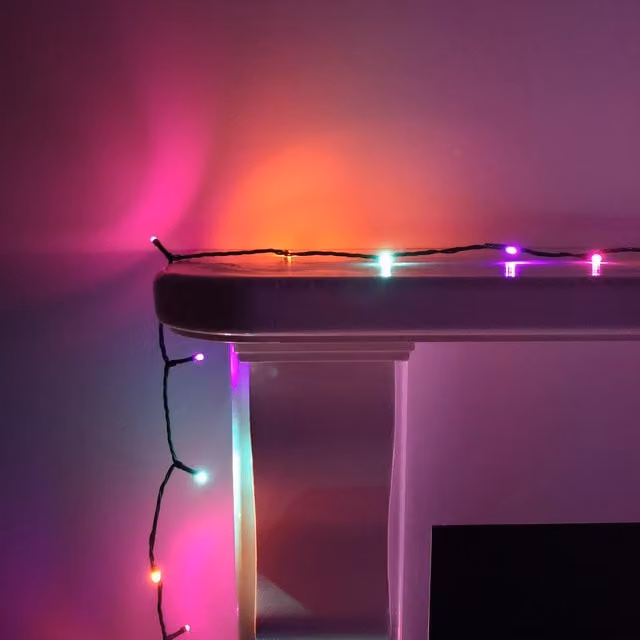 Premier Decorations SupaBrights LED Christmas String Lights with Timer, Multicolour and Green, Mains Operated