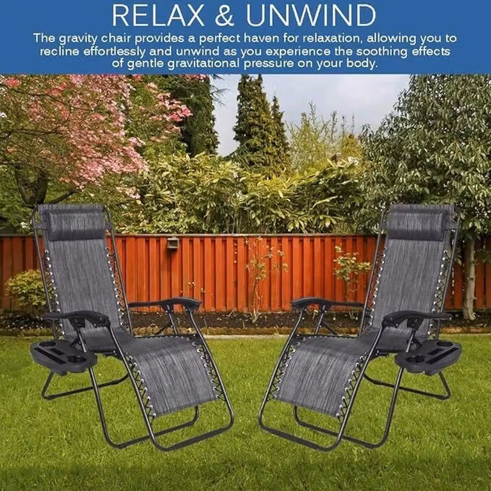 NESTLUNE Double Zero Gravity Reclining Chair in Black – 4