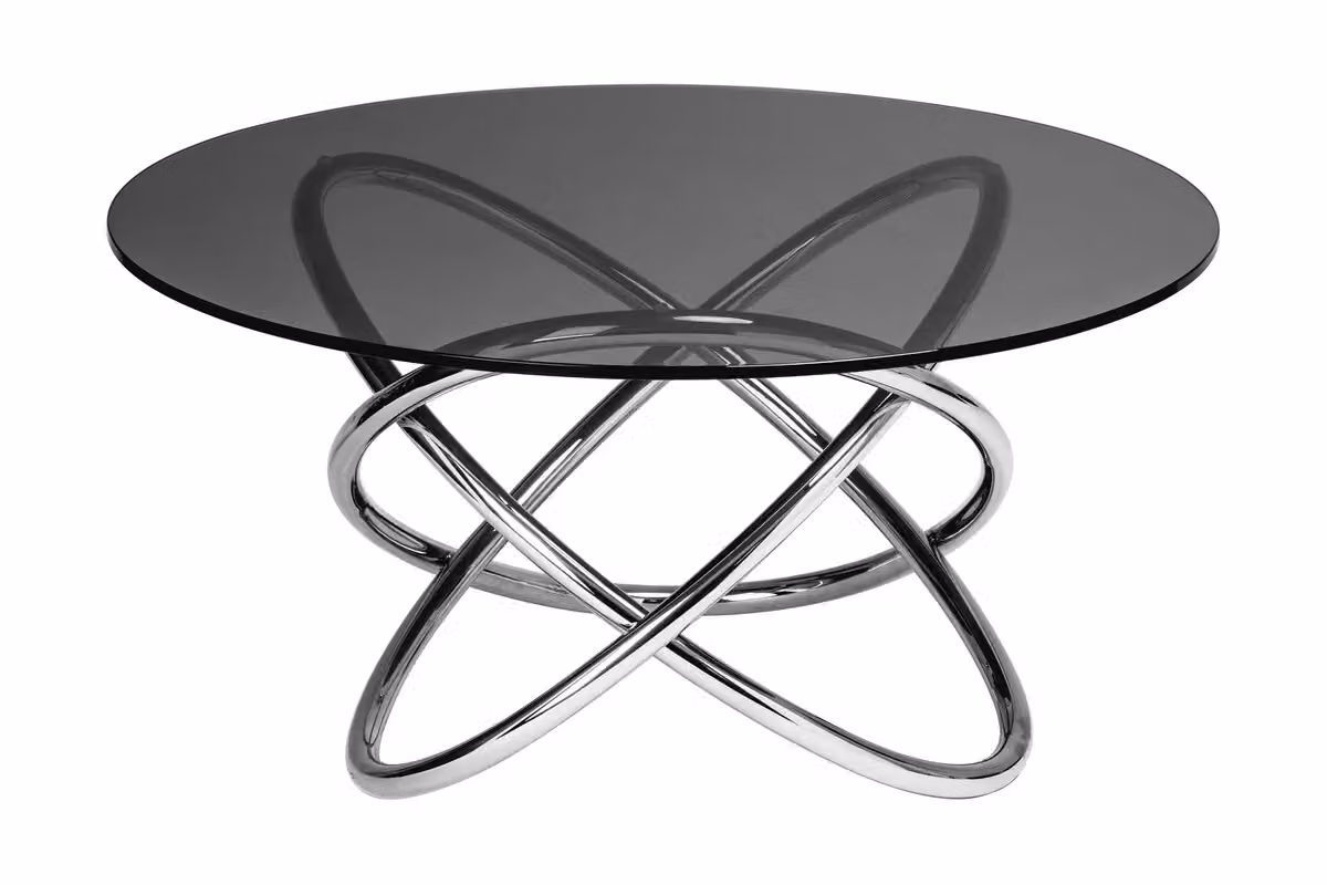 Orsina Modern Round Smoked Glass Top Side Table in Grey, H 80 x W 41 x D 41 cm – 3