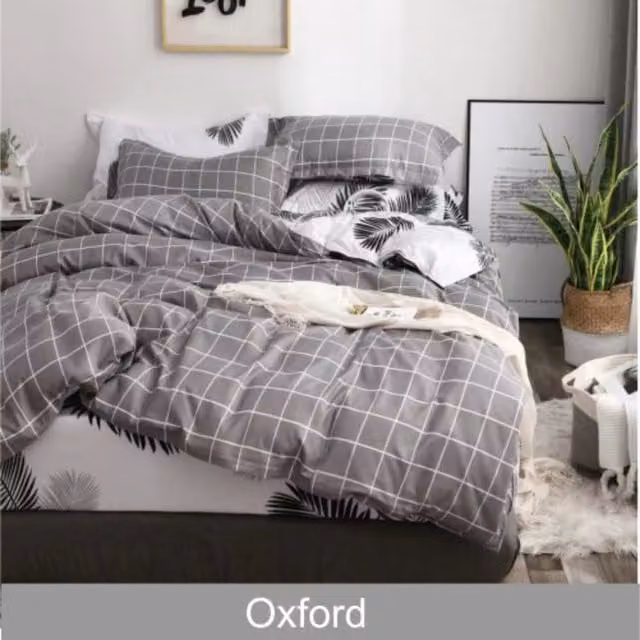 Ezysleep Checked Duvet Cover and Pillowcase Set in Silver and Grey, 230 cm