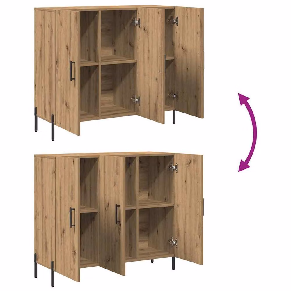 Berkfield Home Modern Artisan Oak Sideboard in Brown, W/D/H: 90 x 34 x 80 cm – 5