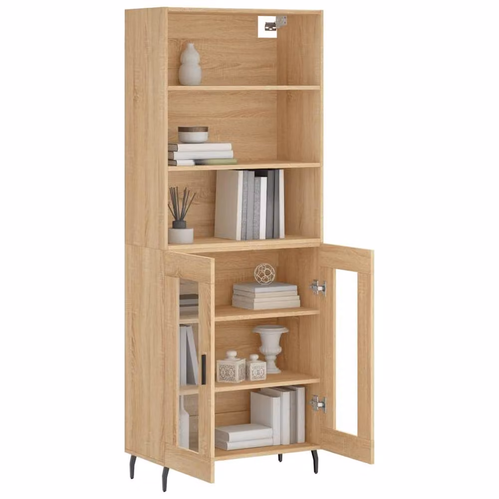 Berkfield Home Sonoma Oak Highboard in Light Tan, W: 69.5 cm, D: 34 cm, H: 180 cm – 2