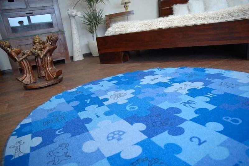 RugsX Circle Puzzle Round Rug in Blue, Diameter: 100 cm – 3