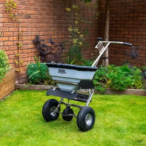 The Handy Heavy Duty Easy Build Salt Garden Spreader, 32kg Capacity, Stainless Steel, Silver/Grey – 6