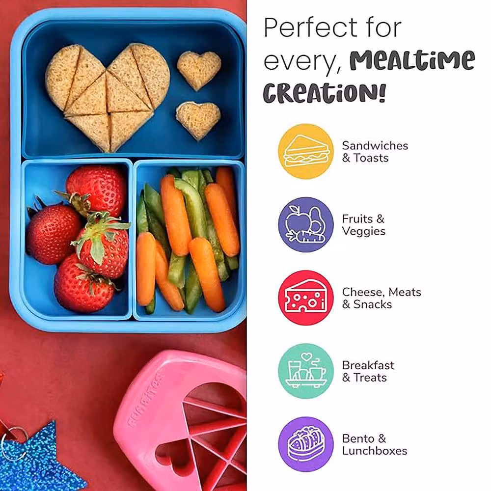 FunBites Orange Plastic Heart Shaped Cookie Cutters for Children – 3