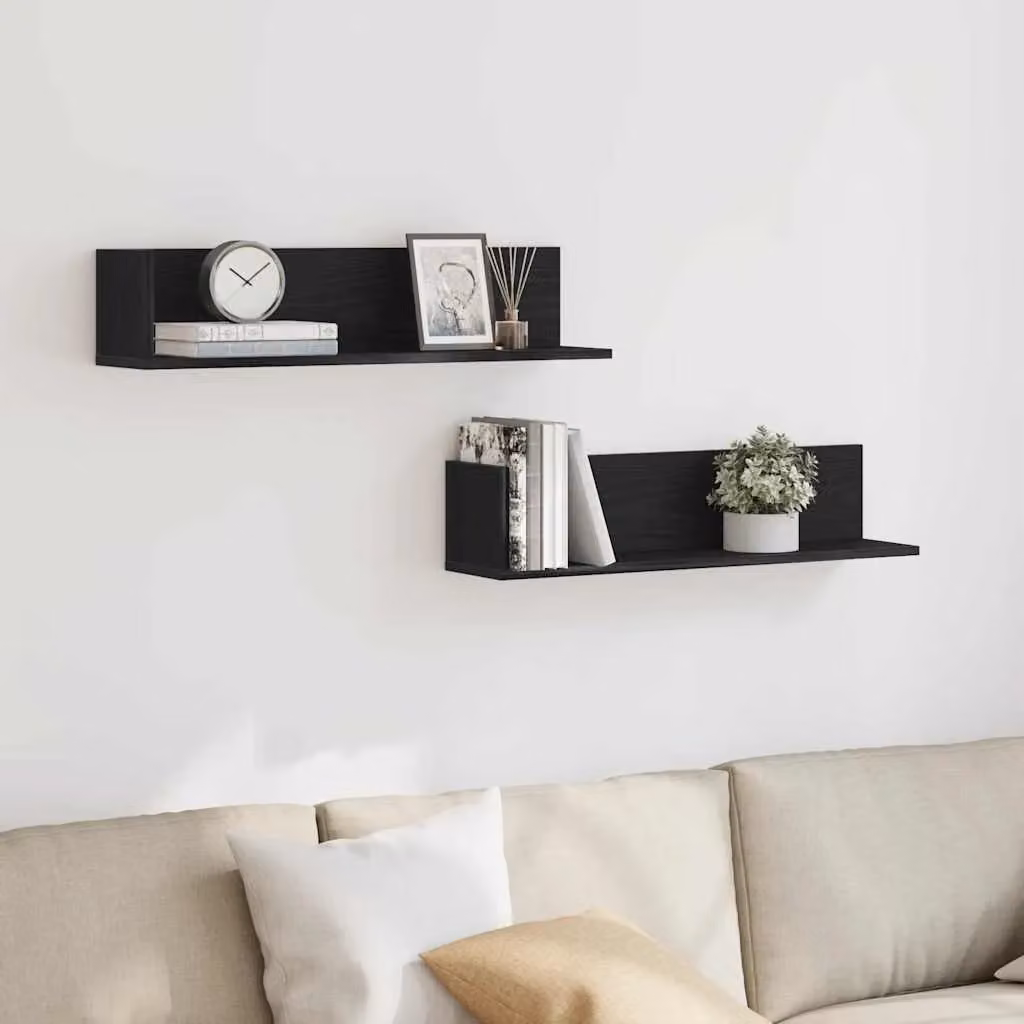 Berkfield Home Wall Mounted Shelves, 2 Pack, Black, W/D/H: 75 x 16.5 x 16.5 cm – 3