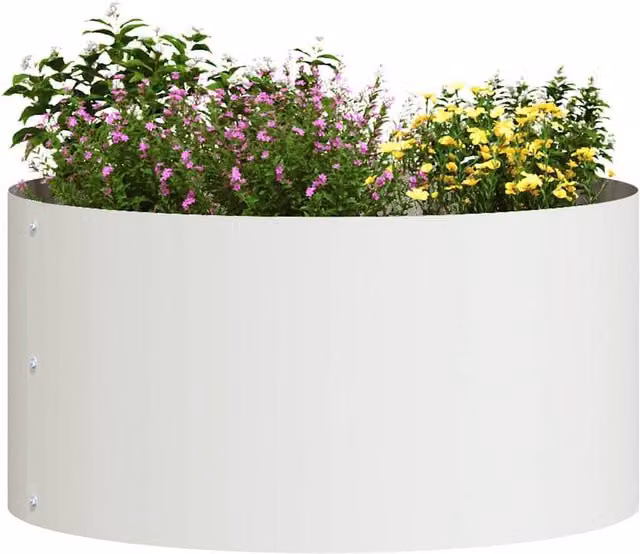Berkfield Home Large White Metal Planter Pot