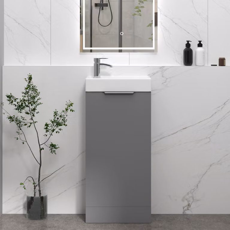 Royal Bathrooms Como 400mm Floor Standing Cloakroom Vanity Unit with Basin, Indigo Grey Gloss