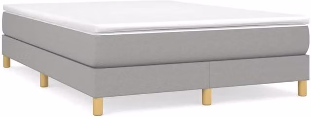 Berkfield Home Upholstered Box Spring Bed Frame, Grey, W: 135 cm, L: 190 cm – 1