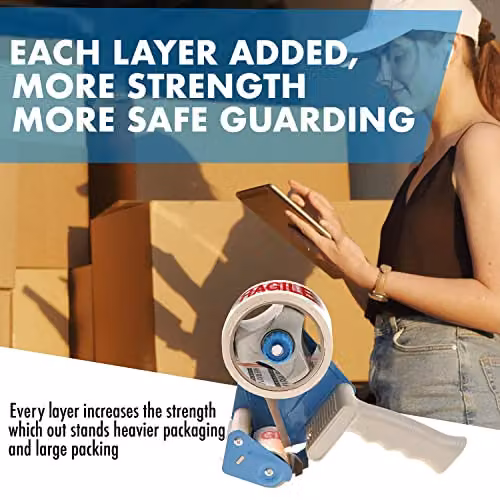 Merrimen Heavy Duty Fragile Packing Tape, 3 Pack, Transparent, 48 mm x 66 m per roll – 5