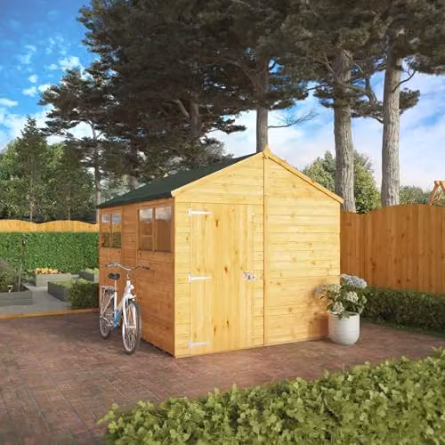 Waltons Premium Shiplap Apex Wooden Garden Storage Shed in Brown with Styrene Glazing, W: 304 cm, D: 240 cm, H: 237 cm – 2