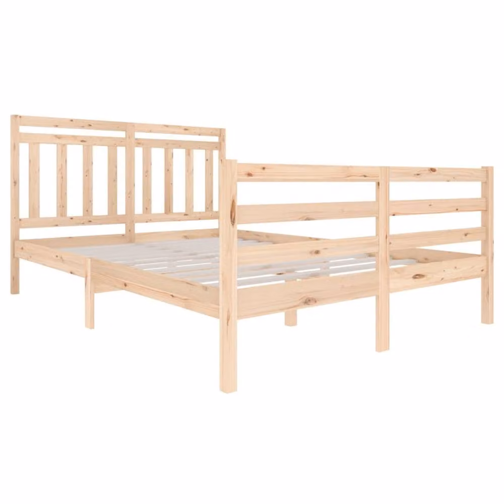 Berkfield Home Solid Wood Pine Bed Frame, Brown, W: 140 cm, D: 200 cm