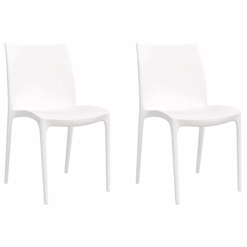 Berkfield Home Garden Chairs, 2 Pack, White Polypropylene, W: 50 cm, D: 46 cm, H: 80 cm – 2