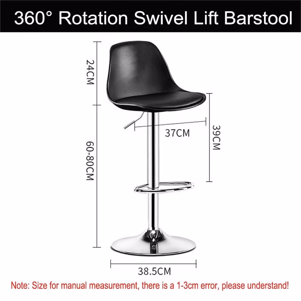 Nordara Set of 2 Black Adjustable Height Swivel Bar Stools with Gas Lift and Matt Metal Finish – 2