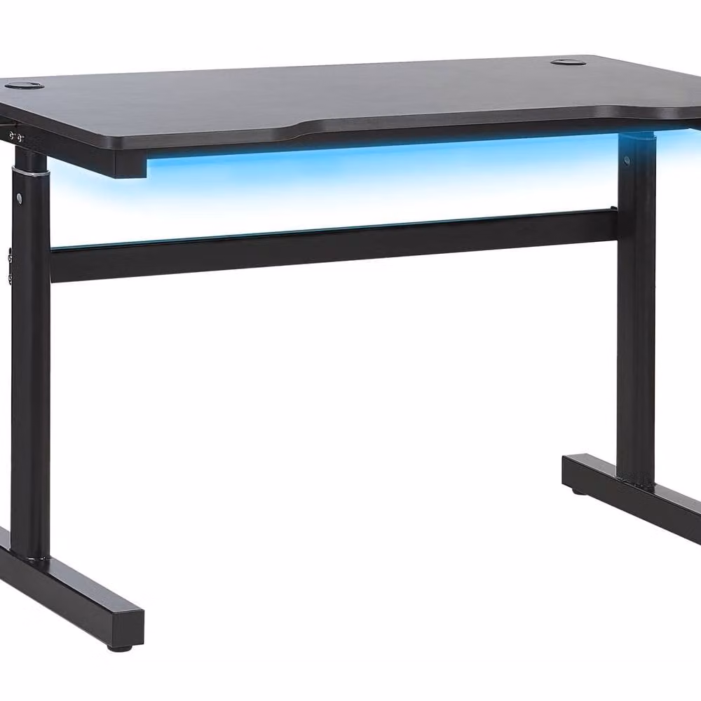 Wyld and Coco Adjustable Gaming Desk in Black with Manual Crank and Height Adjustment, W: 120 cm, D: 60 cm – 1
