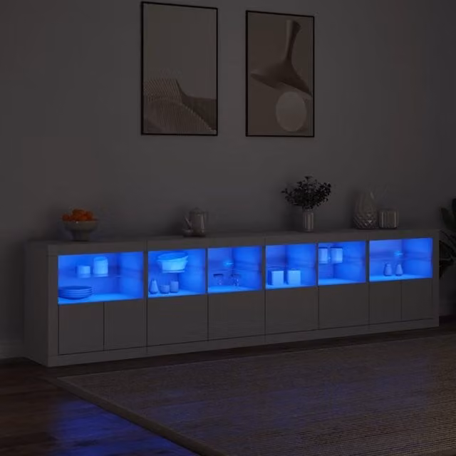 Berkfield Home Modern White Sideboard with Integrated LED Lighting, W: 283 cm, D: 37 cm, H: 67 cm – 1