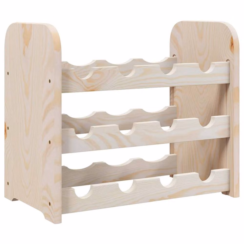 Berkfield Home Beautiful Solid Pine Wine Rack in Light Sand, W/D/H: 43 x 25 x 37 cm – 3