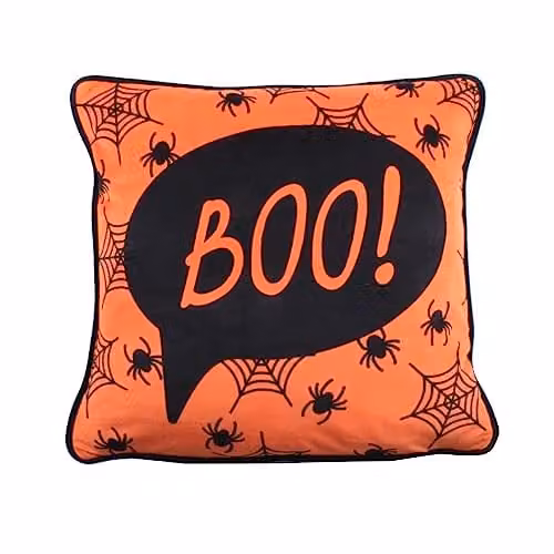 Bedlam Halloween Luxe Velvet Filled Cushion in Orange and Black, W/D/H: 43 x 43 x 43 cm – 2