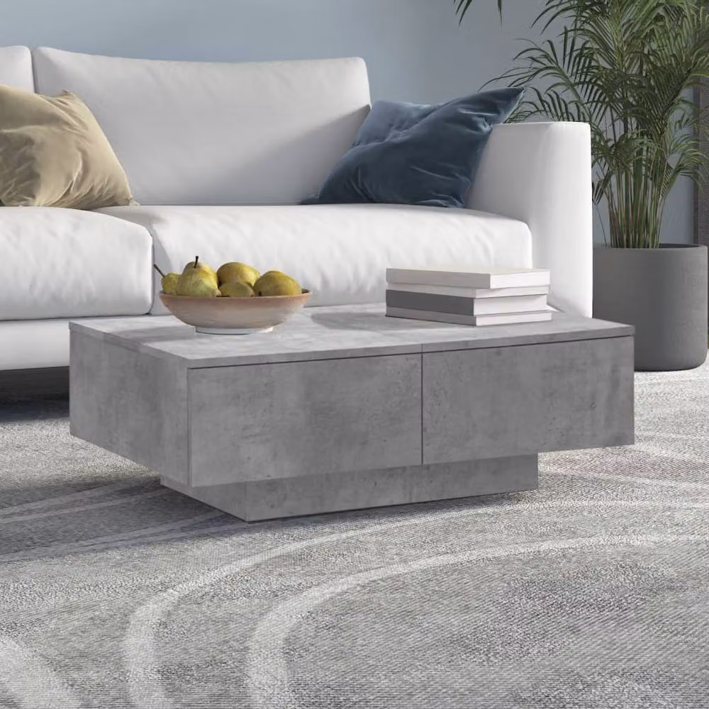 Berkfield Home Modern Decorative Coffee Table in Concrete Grey, W/D/H: 90 x 60 x 31 cm – 2
