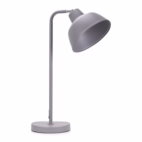 ValueLights Grey Metal Industrial Dome Table Lamp with LED Bulb, H: 55 cm, W: 30 cm, D: 18 cm