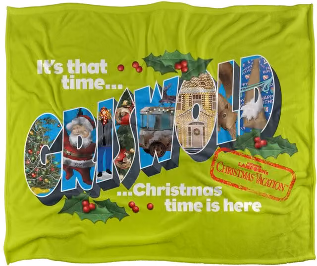 Warner Brothers Christmas Vacation Silky Touch Super Soft Fluffy Throw Blanket in White and Multicolour, W/D: 152 x 127 cm