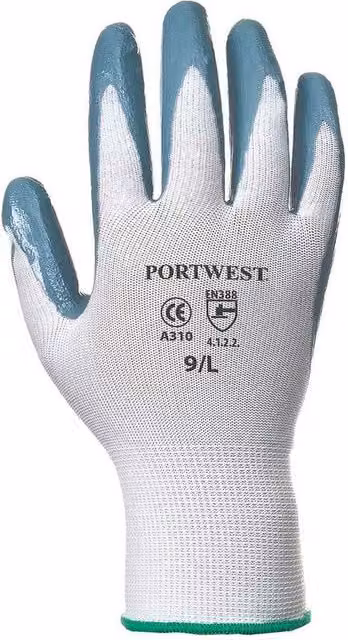 Portwest Nitrile Safety Gloves in Grey, Size: XL