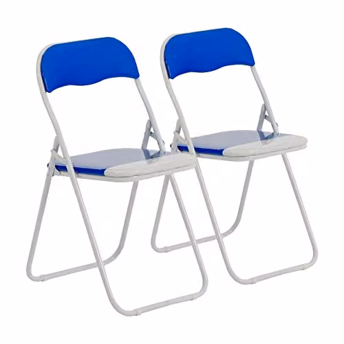 Harbour Housewares Padded Folding Chairs in Blue, Pack of 2 – 1