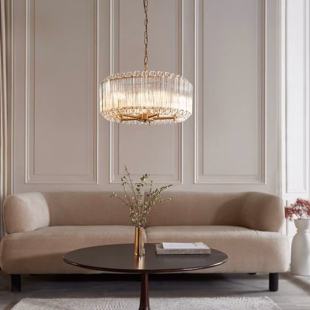 Netlighting Valentina Pendant Light in Gold/Brass with Transparent Glass, 5x E14 – 2