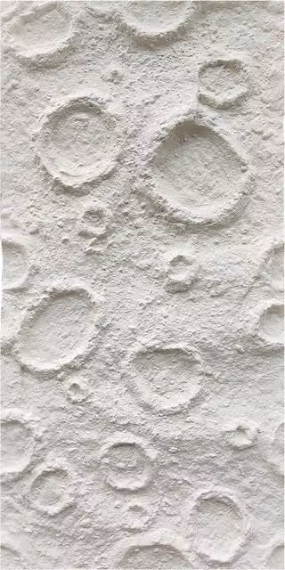 Moon Crater PU Wall Panel in White and Grey with Stone Look Finish, W/D/H: 120 x 60 x 6 cm