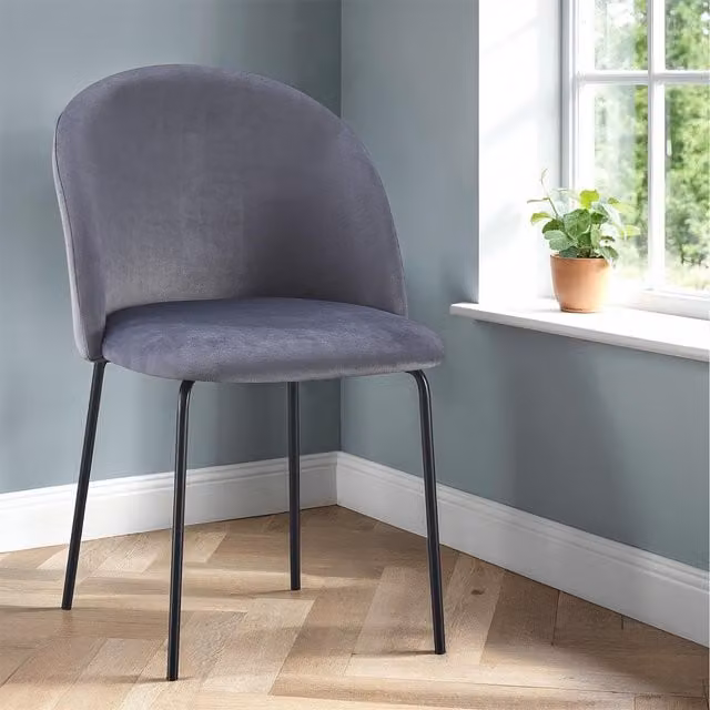 Seconique Boston Modern Grey Velvet Upholstered Dining Chair