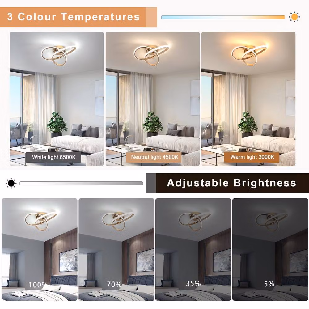 Pheashine Dimmable LED Ceiling Light in Gold/Brass, Diameter: 40 cm – 3