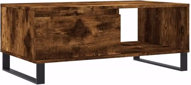 Berkfield Home Modern Rectangular Coffee Table in Smoked Oak Brown, W/D/H: 90 x 50 x 36.5 cm – 1