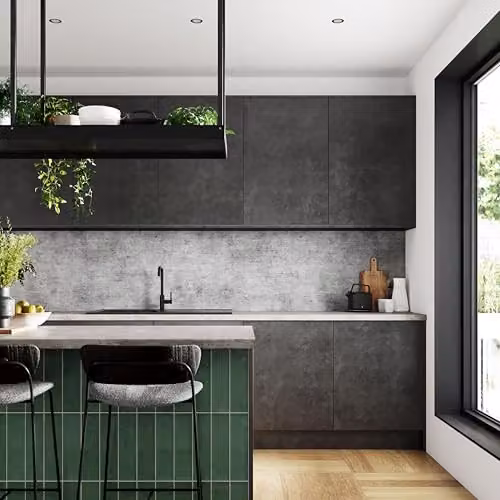 Bushboard Grey Concrete Look Aluminium Kitchen Splashback Panel, W: 300 cm, H: 75 cm, D: 0.4 cm – 1