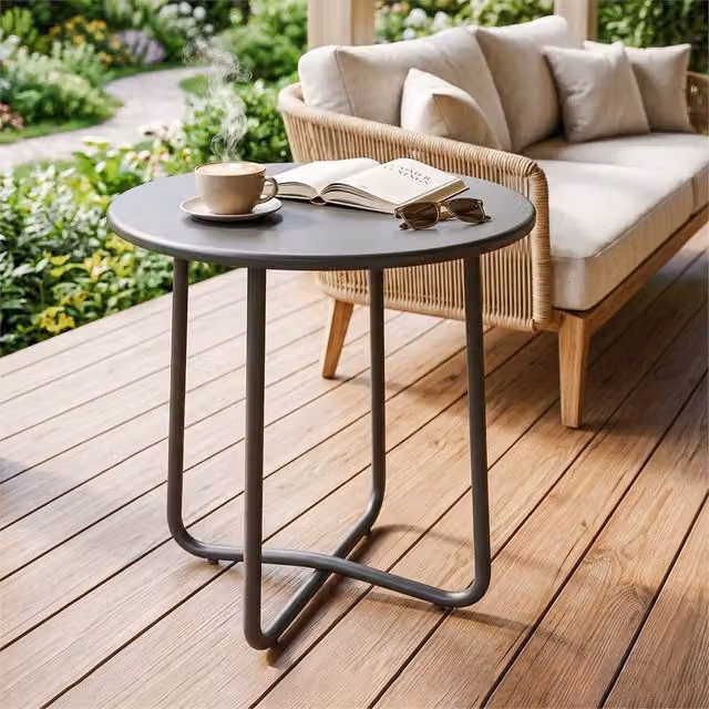 EONLION Modern Matt Grey Metal Garden Side Table