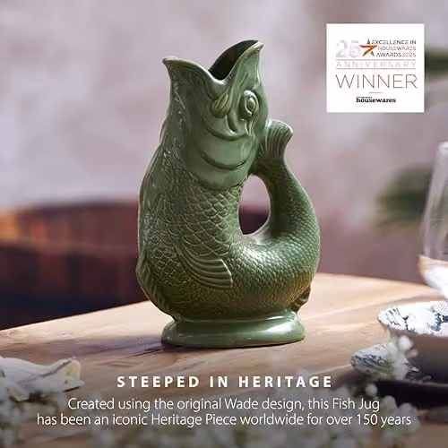 Wade Ceramic Fish Jug, Green and White, 0.6 l – 3