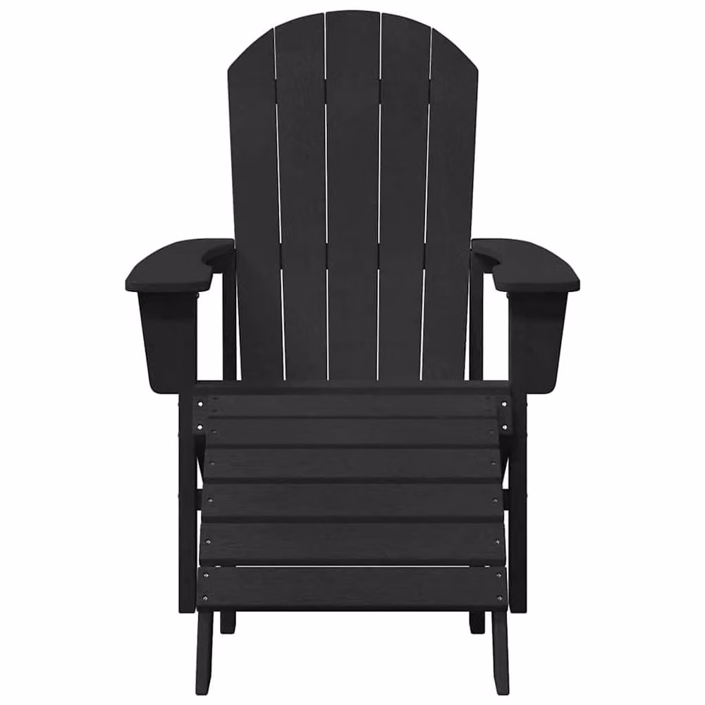 Berkfield Home Modern Adirondack Chairs with Footrests, 2 Piece Set, Black HDPE – 5
