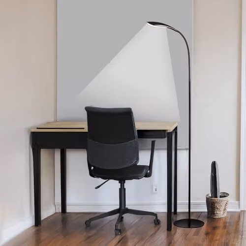 Lifemax High Vision LED Floor Reading Light in Silver, Adjustable Arc Task Lamp with Cool White Illumination – 7