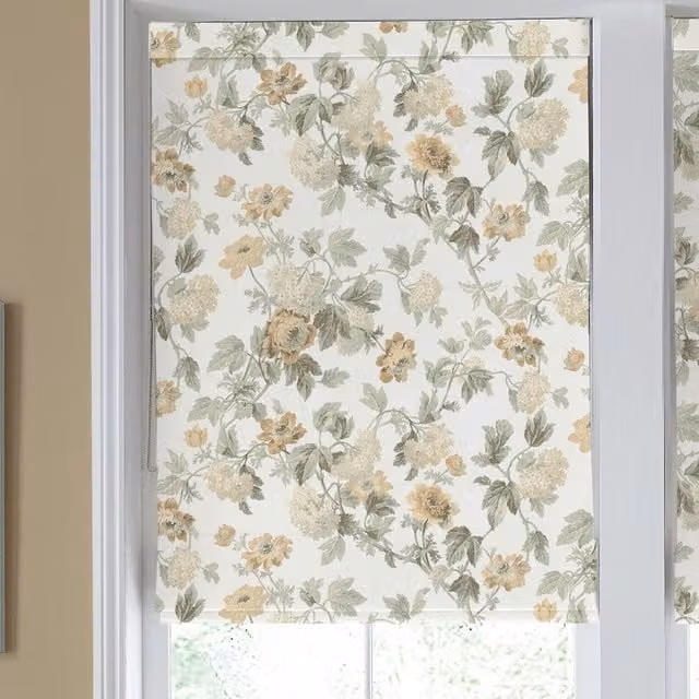 Laura Ashley Catrin Made to Measure Blackout Roman Blind in Ochre Floral Pattern