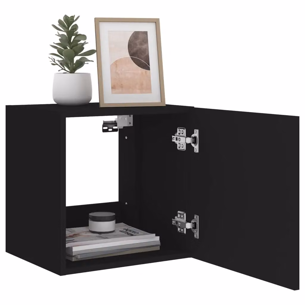 Berkfield Home Modern Wall Mounted TV Cabinets with Integrated LED Lights, Black, 2 Pack, W/D/H: 40.5 x 35 x 40.5 cm – 4
