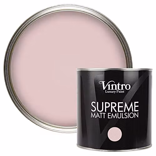 Vintro Luxury Matt Emulsion Multi Surface Paint in Light Pink, Madame de Pompadour, 2.5L