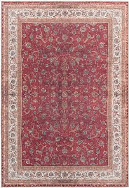 Kukoon Red Abstract Oriental Hallway Runner Rug, Washable and Non-Slip, W: 80 cm, L: 300 cm – 1