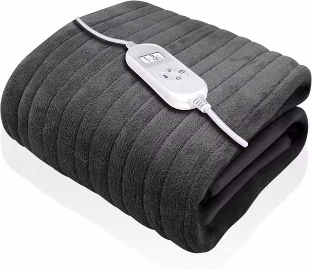 Dreamcatcher Deluxe Electric Heated Double Throw Blanket in Grey with Soft Fleece and Timer – 1
