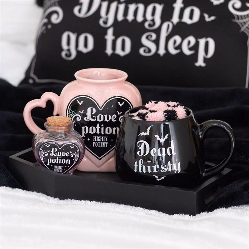 Uniqueful Dead Thirsty Ceramic Mug and Socks Set in Black and Pink, 550ml – 2