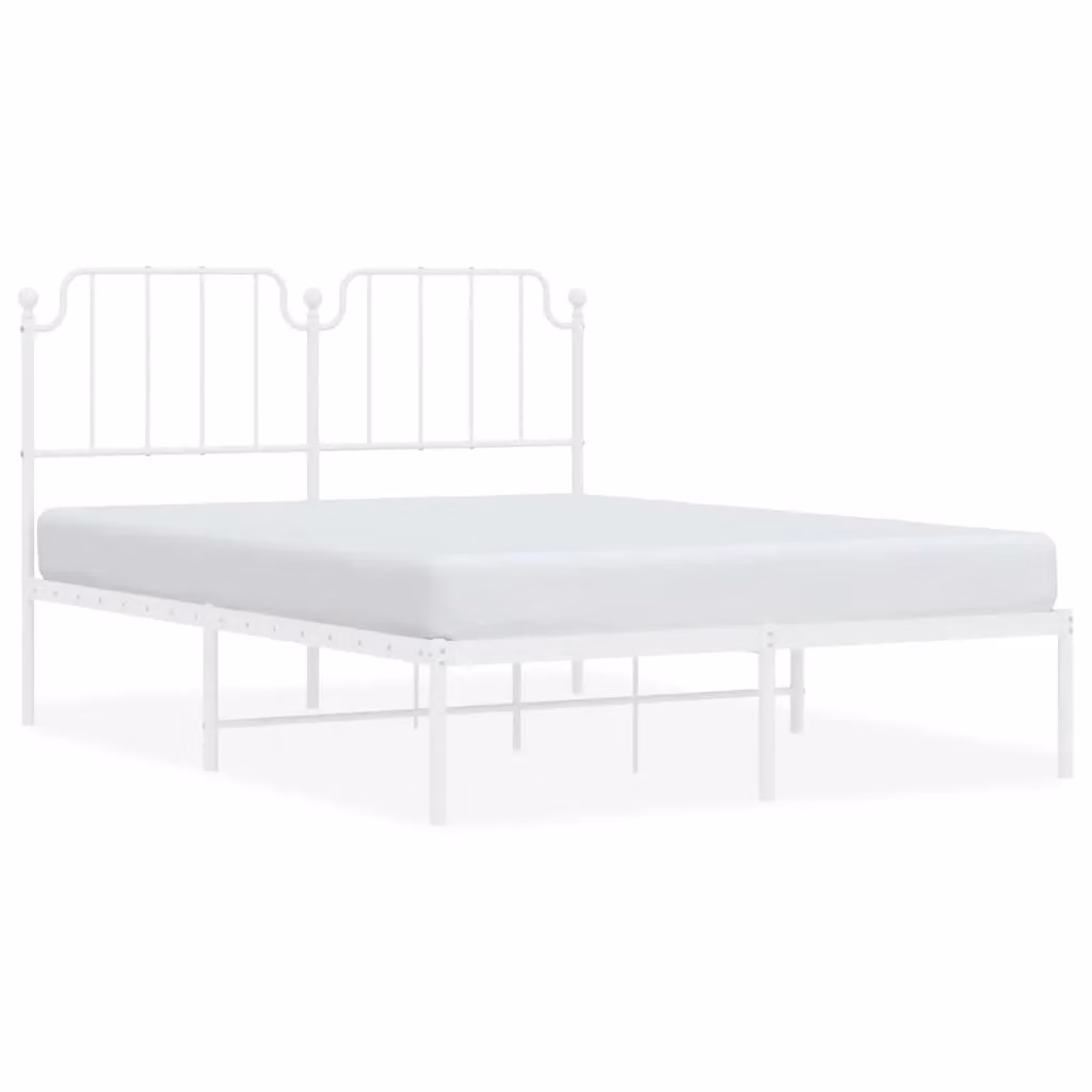 Berkfield Home Metal Bed Frame with Headboard in White, W/D/H: 150 x 200 cm – 2