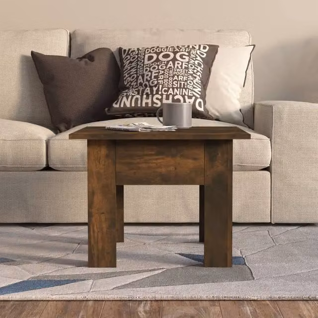 Berkfield Home Modern Square Coffee Table in Smoked Oak Brown, W/D/H: 55 x 55 x 42 cm